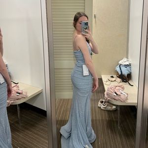 Sparkly light blue prom dress